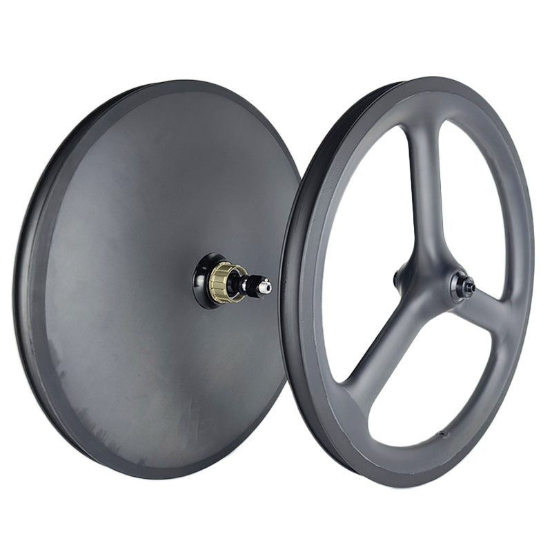 FeatherWorx carbon driespaak en disc wielset
